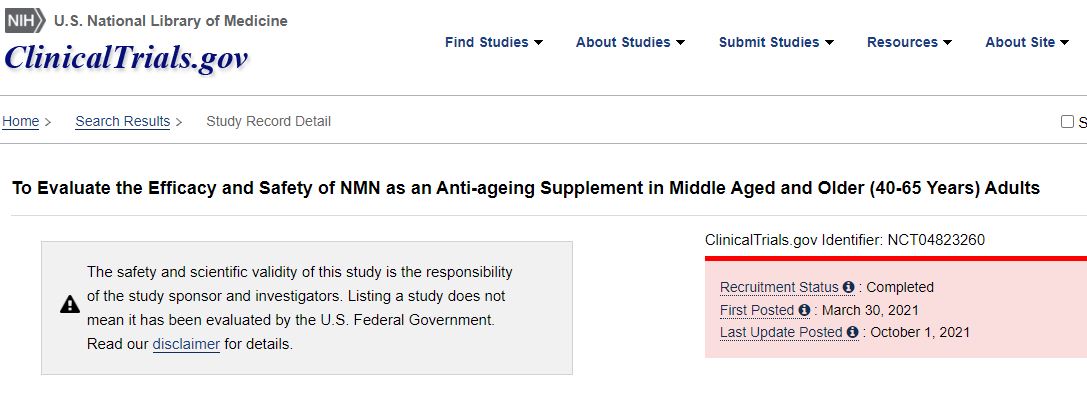 Optimal Dose of NMN